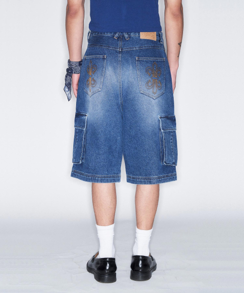 FROM ARLES(フロムアルル)の「6部カーゴデニムハーフパンツ / ブルー(その他パンツ・メンズ・ブルー・M/L)」の2枚目の写真