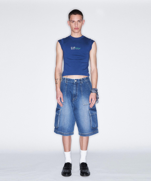 FROM ARLES(フロムアルル)の「6部カーゴデニムハーフパンツ / ブルー(その他パンツ・メンズ・ブルー・M/L)」の3枚目の写真