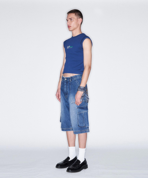FROM ARLES(フロムアルル)の「6部カーゴデニムハーフパンツ / ブルー(その他パンツ・メンズ・ブルー・M/L)」の4枚目の写真