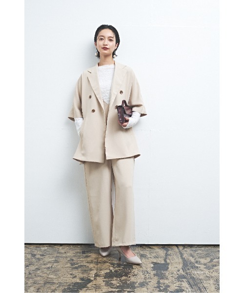 MUUNAA(ムウナ)の「ポリエステルツイルサロペットパンツ(サロペット/オーバーオール・レディース・ベージュ/ブラック・F)」の7枚目の写真