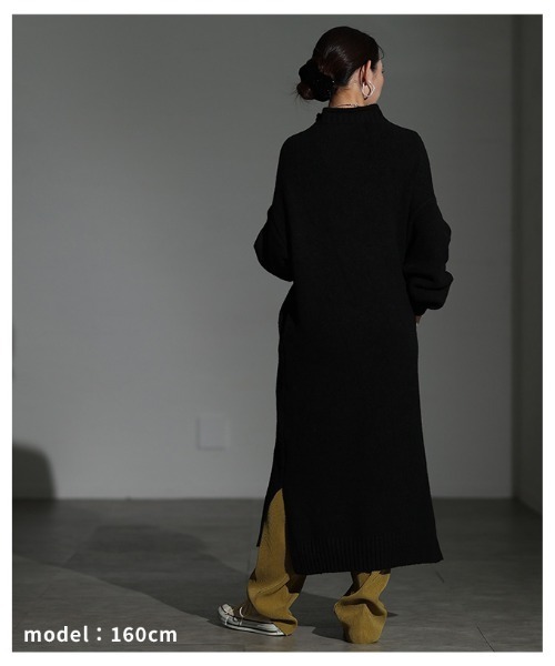 Sawa a la mode(サワアラモード)の「ボトルネックラムライクニットワンピース(ワンピース・レディース・ブラック/杢グレー/グリーン・FREE)」の18枚目の写真