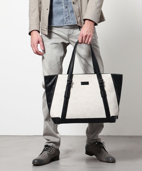 HIDEAWAYS NICOLE（ハイダウェイニコル）の「サイドジップトートバッグ（トートバッグ・メンズ・ブラック/ホワイト・FREE）」の12枚目の写真