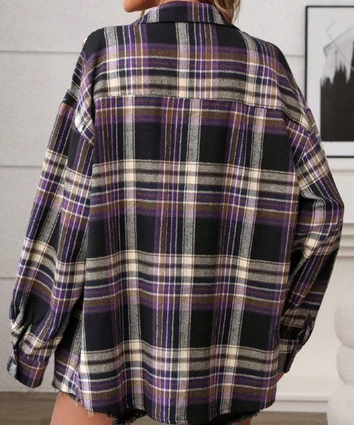 SallyLunn(サリーラン)の「タータンチェックシャツ(シャツ/ブラウス・レディース・パープル/ブラック・MEDIUM/LARGE)」の4枚目の写真
