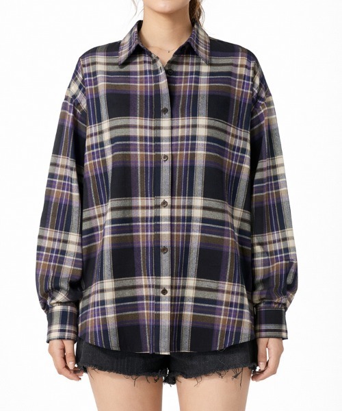 SallyLunn(サリーラン)の「タータンチェックシャツ(シャツ/ブラウス・レディース・パープル/ブラック・MEDIUM/LARGE)」の7枚目の写真