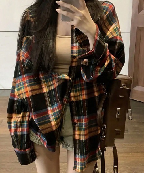 SallyLunn(サリーラン)の「タータンチェックシャツ(シャツ/ブラウス・レディース・パープル/ブラック・MEDIUM/LARGE)」の5枚目の写真