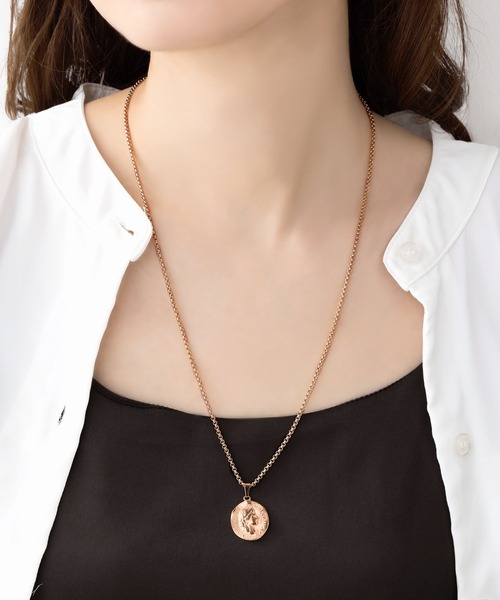 Cream dot.(クリームドット)の「【サージカルステンレス】“歪み”の効いたコインモチーフのステンレス製ネックレス(ネックレス・レディース・ゴールド/シルバー/ピンクゴールド・65cm/50cm)」の3枚目の写真