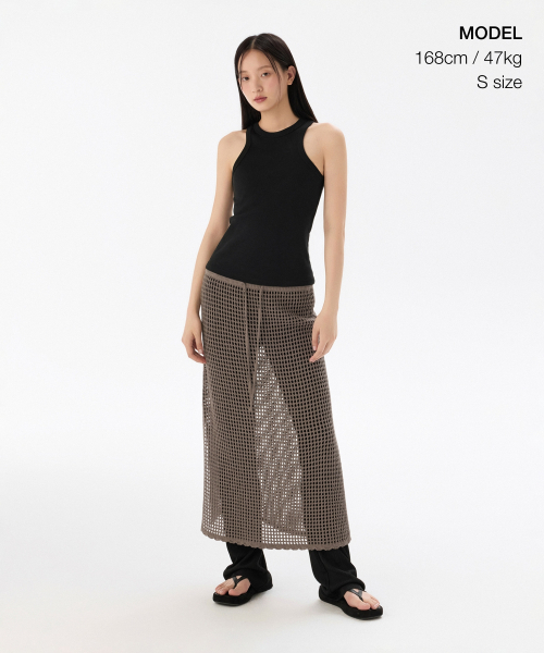 MUSINSA STANDARD WOMAN（ムシンサスタンダードウーマン）の「ウィメンズネットロングスカート[トープ]（スカート・レディース・その他・S/M）」の4枚目の写真