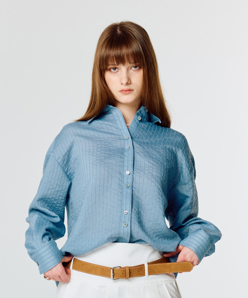 LARTIGENT(ラーティゼン)の「L15 STRIPE OVER SHIRTS(BLUE)(シャツ/ブラウス・レディース・その他・FREE)」の2枚目の写真