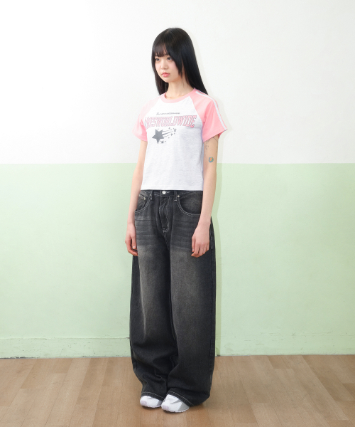 AMESWORLDWIDE(アメスワールドワイド)の「STAR LOGO RAGLAN TEE GREY(Tシャツ/カットソー・レディース・その他・FREE)」の2枚目の写真