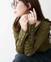 Tシャツ/カットソー（グリーン・カーキ/緑色系・長袖）ファッション