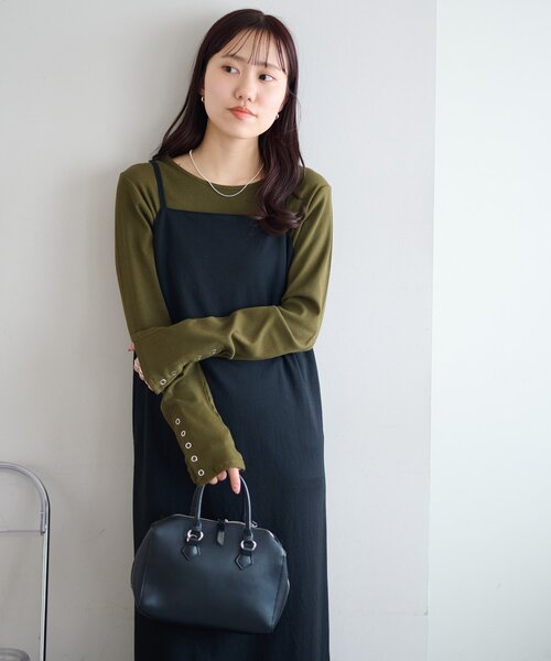 DISCOAT（ディスコート）の「リブ袖口ボタンロングスリーブ《WEB限定カラーあり》（Tシャツ/カットソー・レディース・グレー/ブラック/ライトグレー/ブラウン/ネイビー/レッド/アイボリー/モカ/カーキ・FREE）」の15枚目の写真