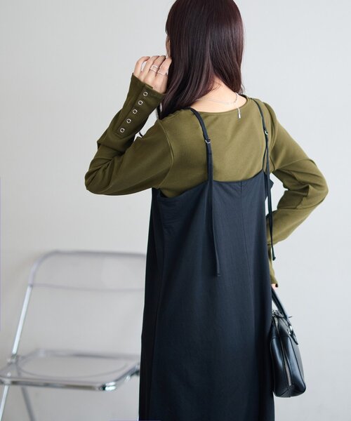 DISCOAT（ディスコート）の「リブ袖口ボタンロングスリーブ《WEB限定カラーあり》（Tシャツ/カットソー・レディース・グレー/ブラック/ライトグレー/ブラウン/ネイビー/レッド/アイボリー/モカ/カーキ・FREE）」の13枚目の写真