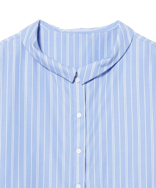 Ray BEAMS（レイビームス）の「【8/6 再値下げ】プリーツ キリカエ ハーフスリーブ シャツ   /26SS 洗える イージーケア  ペプラム ストライプ 夏 通勤 通学 デザイントップス（シャツ/ブラウス・レディース・ホワイト/サックスブルー/ブラック・ONE SIZE）」の15枚目の写真