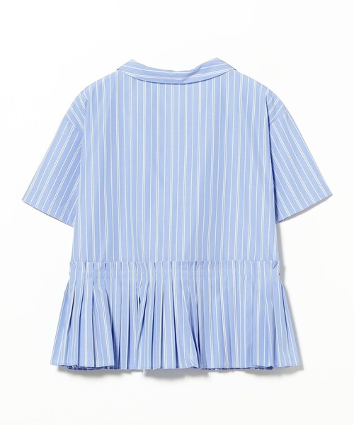 Ray BEAMS（レイビームス）の「【8/6 再値下げ】プリーツ キリカエ ハーフスリーブ シャツ   /26SS 洗える イージーケア  ペプラム ストライプ 夏 通勤 通学 デザイントップス（シャツ/ブラウス・レディース・ホワイト/サックスブルー/ブラック・ONE SIZE）」の8枚目の写真