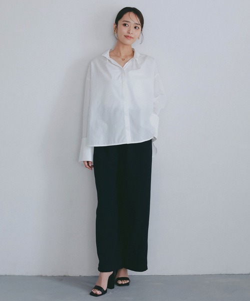 AJUGA.（アジュガ）の「サイドボタン付き スキッパーシャツ【セレモニー/オケージョン】（シャツ/ブラウス・レディース・オフホワイト/ライトブルー/ブラック・FREE）」の9枚目の写真