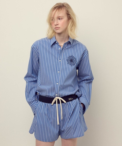 Mardi Mercredi（マルディメクルディ）の「COTTON SHIRT STRIPE / コットン シャツ ストライプ（シャツ/ブラウス・レディース・ネイビー/ブルー・FREE）」の14枚目の写真