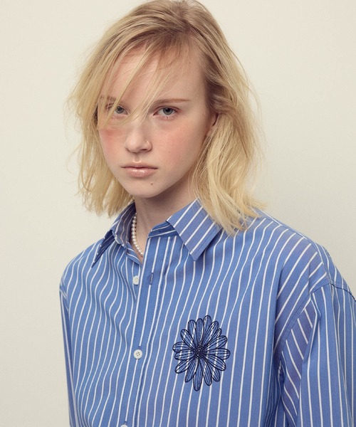 Mardi Mercredi（マルディメクルディ）の「COTTON SHIRT STRIPE / コットン シャツ ストライプ（シャツ/ブラウス・レディース・ネイビー/ブルー・FREE）」の15枚目の写真