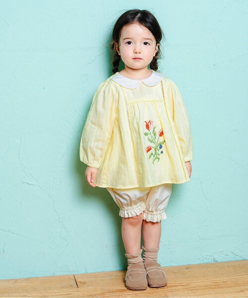 Boribon（ボリボン）の「チューリップ刺繍ミルキースーツ（その他ベビーウェア・キッズ・イエロー/オフホワイト・70/80/90）」の10枚目の写真