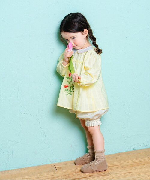 Boribon（ボリボン）の「チューリップ刺繍ミルキースーツ（その他ベビーウェア・キッズ・イエロー/オフホワイト・70/80/90）」の11枚目の写真
