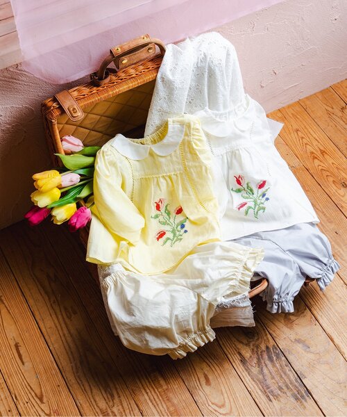 Boribon（ボリボン）の「チューリップ刺繍ミルキースーツ（その他ベビーウェア・キッズ・イエロー/オフホワイト・70/80/90）」の14枚目の写真