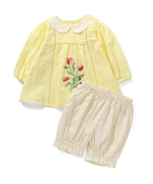 Boribon（ボリボン）の「チューリップ刺繍ミルキースーツ（その他ベビーウェア・キッズ・イエロー/オフホワイト・70/80/90）」の7枚目の写真