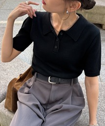 W-IR】classic jacquard sleeveless polo shirt / クラシック