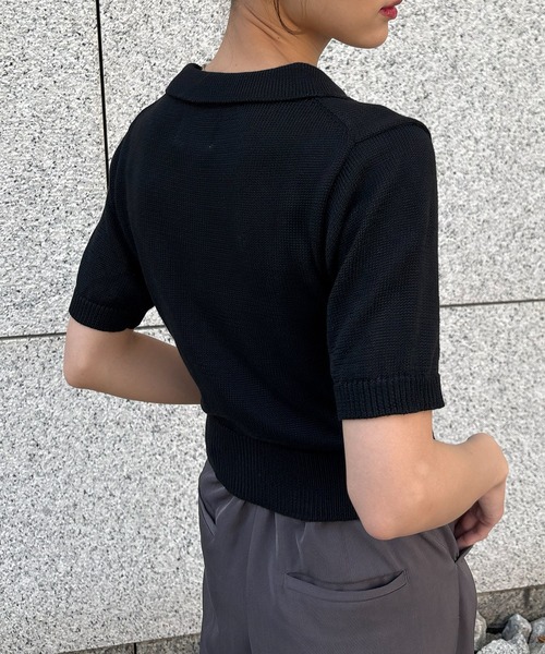 NOGLE(ノグル)の「【NOGLE/ノグル】コンパクトサマーニットポロ(ポロシャツ・レディース・ブルー/グレー/ネイビー/ミント/ブラック/アイボリー/ダークブラウン・FREE)」の10枚目の写真