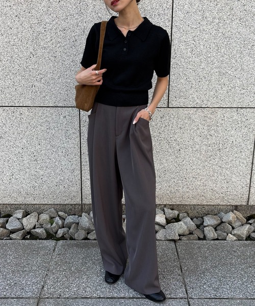 NOGLE(ノグル)の「【NOGLE/ノグル】コンパクトサマーニットポロ(ポロシャツ・レディース・ブルー/グレー/ネイビー/ミント/ブラック/アイボリー/ダークブラウン・FREE)」の11枚目の写真