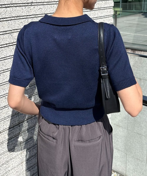NOGLE(ノグル)の「【NOGLE/ノグル】コンパクトサマーニットポロ(ポロシャツ・レディース・ブルー/グレー/ネイビー/ミント/ブラック/アイボリー/ダークブラウン・FREE)」の18枚目の写真