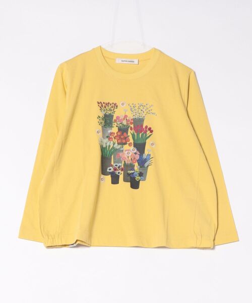 SUPER HAKKA(スーパーハッカ)の「SUPER HAKKA×マツモトヨーコ 「春がたくさん」プリント+刺繍カットソー(Tシャツ/カットソー・レディース・ブルー/イエロー・FREE)」の2枚目の写真
