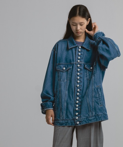 CINOH(チノ)の「PEARL DENIM JACKET(デニムジャケット・レディース・ブルー・36)」の3枚目の写真