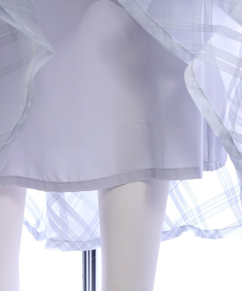 CLEAR BASIC（クリアベーシック）の「【オフィスカジュアル/通勤◎】チェック柄シアーフレアスカート[ロングスカート/Aライン/透け感/きれいめ]（スカート・レディース・グレー系その他/ネイビー・F）」の20枚目の写真