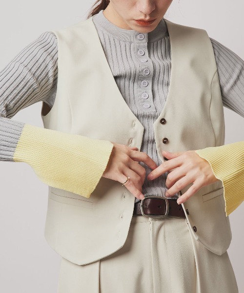 W:Huku(フーク)の「【W:Huku / ソフトタッチツイル】ノーカラー ベスト / Soft-Touch Twill No-Collar Vest(ベスト・レディース・ブラウン系その他/グレー系その他/ブラック/ベージュ系その他・FREE)」の7枚目の写真