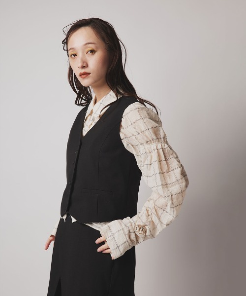 W:Huku(フーク)の「【W:Huku / ソフトタッチツイル】ノーカラー ベスト / Soft-Touch Twill No-Collar Vest(ベスト・レディース・ブラウン系その他/グレー系その他/ブラック/ベージュ系その他・FREE)」の8枚目の写真
