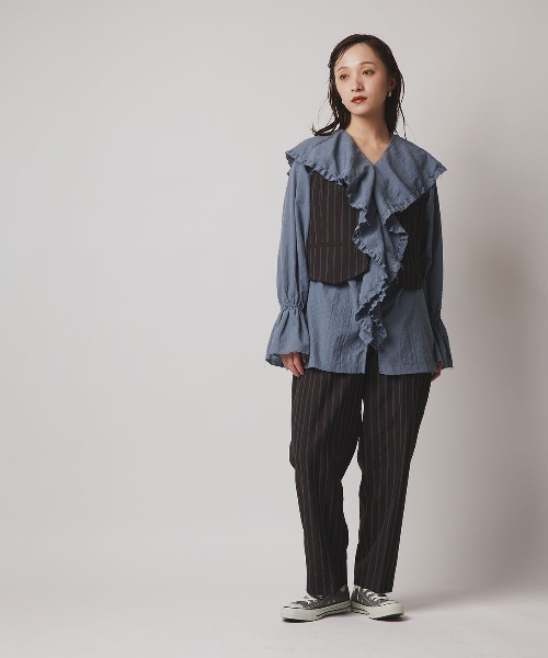 W:Huku(フーク)の「【W:Huku / ソフトタッチツイル】ノーカラー ベスト / Soft-Touch Twill No-Collar Vest(ベスト・レディース・ブラウン系その他/グレー系その他/ブラック/ベージュ系その他・FREE)」の10枚目の写真