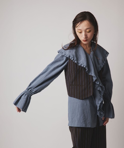 W:Huku(フーク)の「【W:Huku / ソフトタッチツイル】ノーカラー ベスト / Soft-Touch Twill No-Collar Vest(ベスト・レディース・ブラウン系その他/グレー系その他/ブラック/ベージュ系その他・FREE)」の12枚目の写真