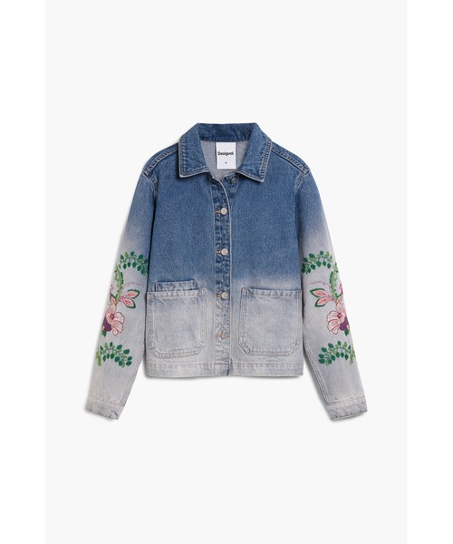 Desigual（デシグアル）の「カラフル花柄刺繍 グラデーションデニムジャケット 2026年春夏 新作（デニムジャケット・レディース・ブルー・L/M/S/XS/XL）」の5枚目の写真