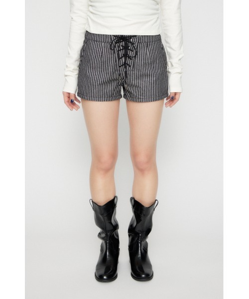 LAGUA GEM（ラグアジェム）の「STRIPE LACE UP ショートパンツ（その他パンツ・レディース・ブラック/ホワイト/ブラウン・X-SMALL/SMALL/MEDIUM）」の12枚目の写真