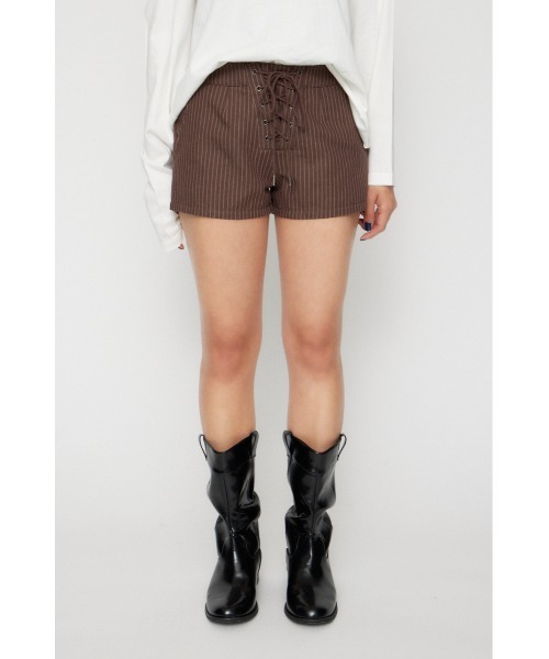 LAGUA GEM（ラグアジェム）の「STRIPE LACE UP ショートパンツ（その他パンツ・レディース・ブラック/ホワイト/ブラウン・X-SMALL/SMALL/MEDIUM）」の17枚目の写真