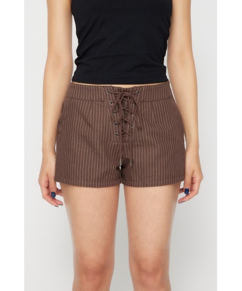 LAGUA GEM（ラグアジェム）の「STRIPE LACE UP ショートパンツ（その他パンツ・レディース・ブラック/ホワイト/ブラウン・X-SMALL/SMALL/MEDIUM）」の18枚目の写真