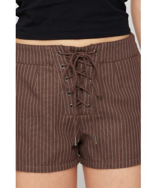 LAGUA GEM（ラグアジェム）の「STRIPE LACE UP ショートパンツ（その他パンツ・レディース・ブラック/ホワイト/ブラウン・X-SMALL/SMALL/MEDIUM）」の21枚目の写真