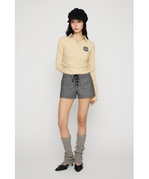 LAGUA GEM（ラグアジェム）の「STRIPE LACE UP ショートパンツ（その他パンツ・レディース・ブラック/ホワイト/ブラウン・X-SMALL/SMALL/MEDIUM）」の6枚目の写真