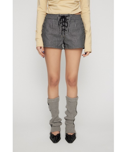 LAGUA GEM（ラグアジェム）の「STRIPE LACE UP ショートパンツ（その他パンツ・レディース・ブラック/ホワイト/ブラウン・X-SMALL/SMALL/MEDIUM）」の7枚目の写真