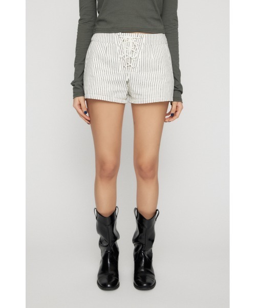 LAGUA GEM（ラグアジェム）の「STRIPE LACE UP ショートパンツ（その他パンツ・レディース・ブラック/ホワイト/ブラウン・X-SMALL/SMALL/MEDIUM）」の12枚目の写真