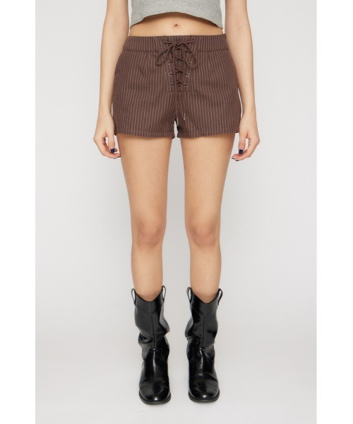 LAGUA GEM（ラグアジェム）の「STRIPE LACE UP ショートパンツ（その他パンツ・レディース・ブラック/ホワイト/ブラウン・X-SMALL/SMALL/MEDIUM）」の17枚目の写真