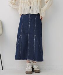 RETRO GIRL | 箔プリントデニムSK(デニムスカート)