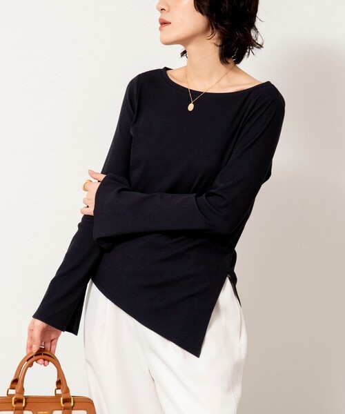 NOLLEY’S Sophi（ノーリーズソフィ）の「ウォッシャブルベアテレコスリットロンＴ（Tシャツ/カットソー・レディース・サックスブルー/ネイビー/ホワイト・38）」の14枚目の写真