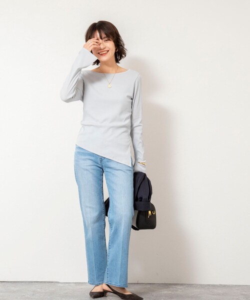 NOLLEY’S Sophi（ノーリーズソフィ）の「ウォッシャブルベアテレコスリットロンＴ（Tシャツ/カットソー・レディース・サックスブルー/ネイビー/ホワイト・38）」の18枚目の写真