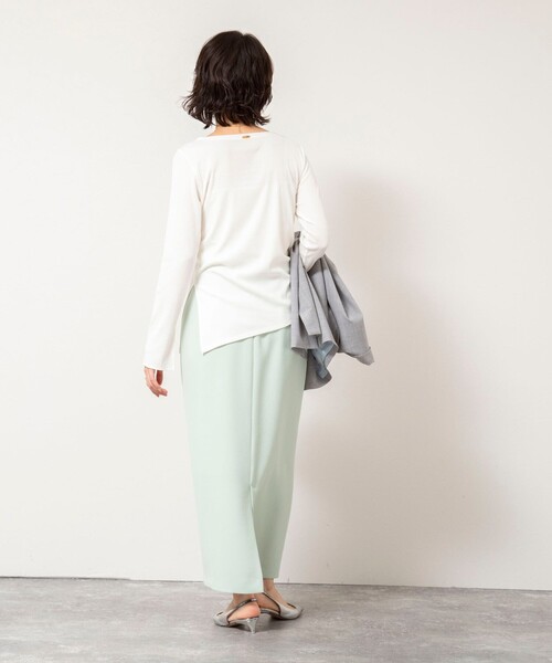 NOLLEY’S Sophi（ノーリーズソフィ）の「ウォッシャブルベアテレコスリットロンＴ（Tシャツ/カットソー・レディース・サックスブルー/ネイビー/ホワイト・38）」の9枚目の写真