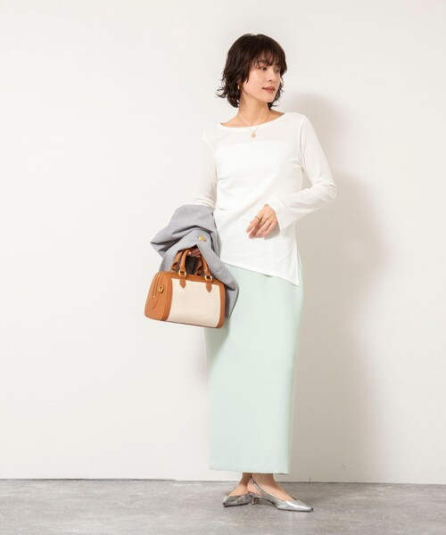 NOLLEY’S Sophi（ノーリーズソフィ）の「ウォッシャブルベアテレコスリットロンＴ（Tシャツ/カットソー・レディース・サックスブルー/ネイビー/ホワイト・38）」の17枚目の写真